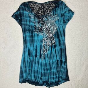 Vocal Y2K Grunge Tie Dye Bling Top